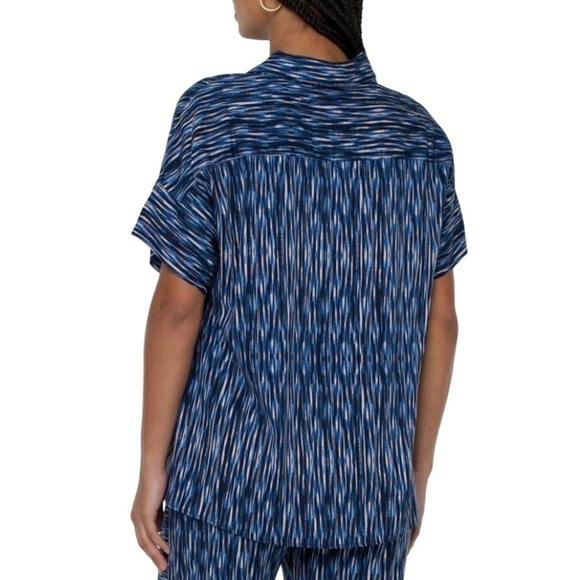 Liverpool Los Angeles Abstract‎ Print Camp Shirt in Linear Abst Prnt Sz S NWT - Picture 5 of 13